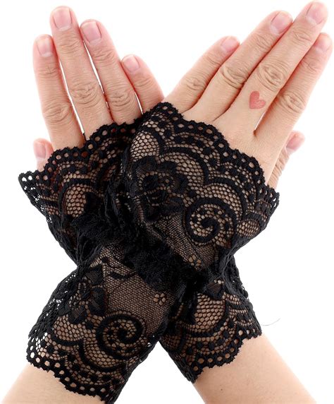 Amazon Divina Vitae Pairs Short Black Lace Gloves Women Lace