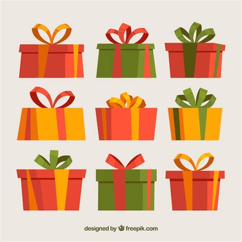 Set De Cajas De Regalos De Navidad Vector Gratis