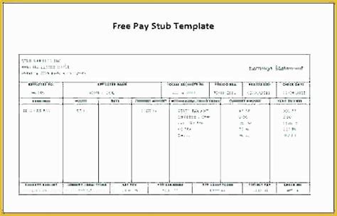 Free Check Stub Template Excel Of Free Paycheck Stub Template Pay ...