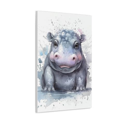 Watercolor Hippo Painting - Nursery Collection - Bedtime Stories