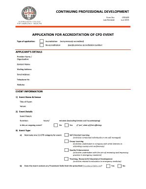 Fillable Online Continuing Professional Development Application Fax