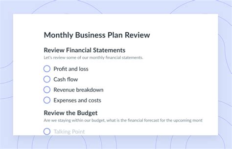 Monthly Business Plan Review Template | Fellow.app