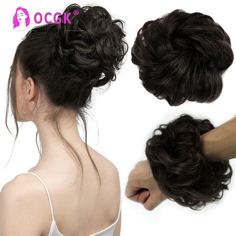 Human Hair Bun Extensions Messy Curly Elastic Scrunchies Hairpieces 100 Real Hair Chignon Donut