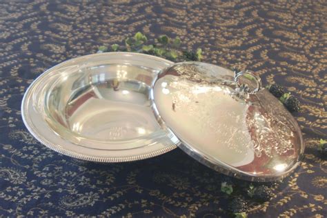 Covered Silver Plate Casserole Dish Embossed Lid Pyrex Baking Dish