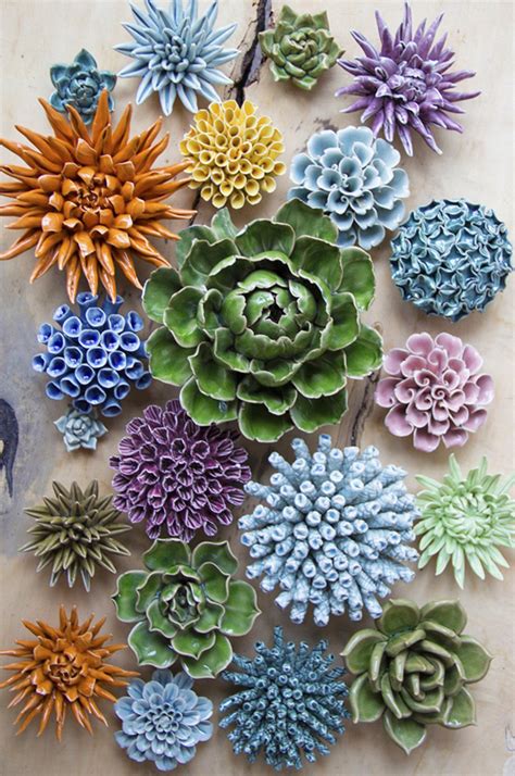 Ceramic Succulents Ceramic Wall Flowers Ceramic Flowers Flower Wall Art