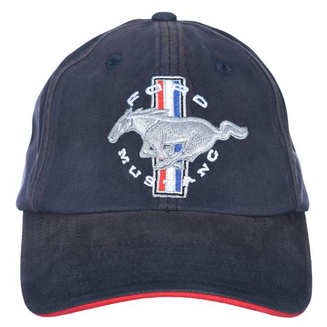 Buy Checkered Men S Ford Mustang Tri Bar Pony Logo Cap Distressed Navy