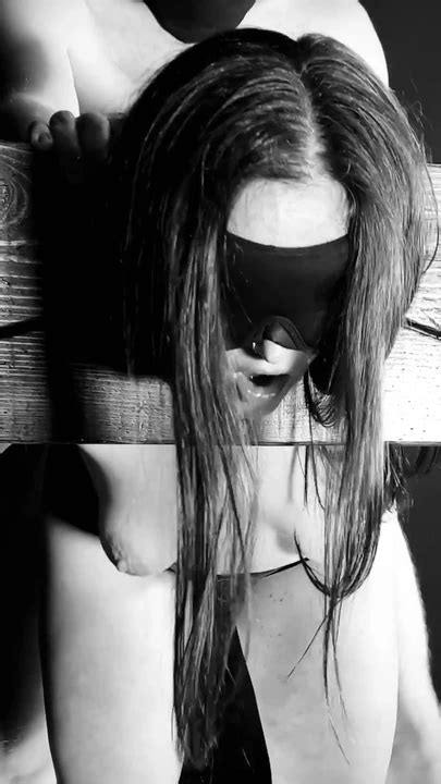 Stunning Moment From Topless Blindfolded Brunette Sex Slave In Stocks