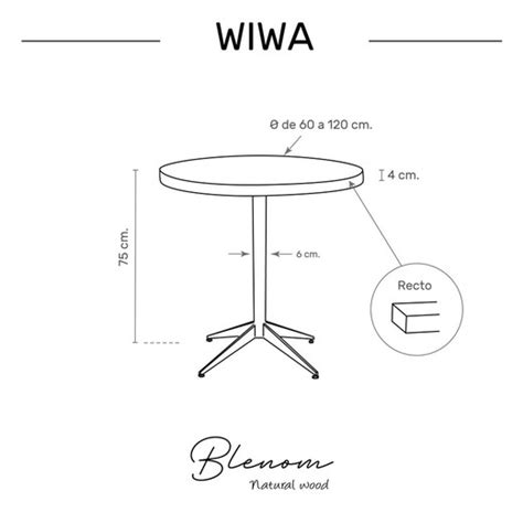 Taula De Fusta Rodona Wiwa Nogal Pota Rodona Metall Blenom