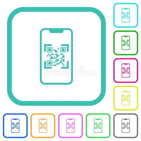 QR Code Scanning On Modern Smartphone Vivid Colored Flat Icons Stock