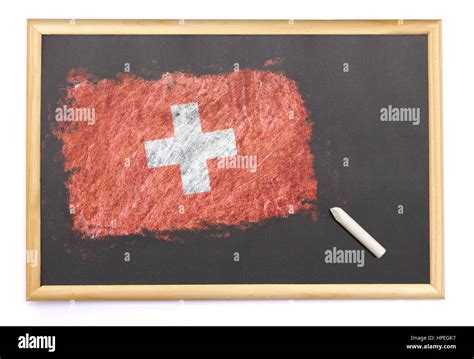 Tafel Mit Der Nationalflagge Der Schweiz Auf Gezeichnet Und Kreide