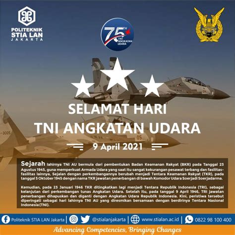 Selamat Hari TNI Angkatan Udara Politeknik STIA LAN Jakarta