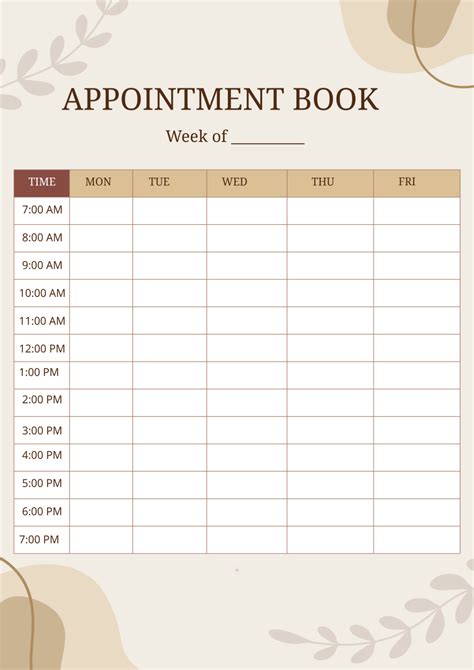 Free Appointment Schedule Template to Edit Online