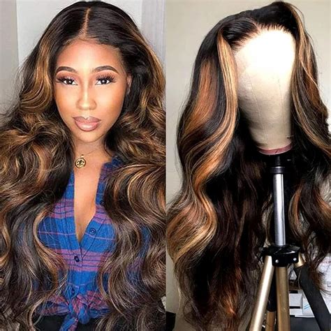 Amazon Haha Brown Highlight Lace Front Wig 4x4 Human Hair Body