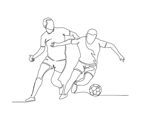 Premium Vector Continuous One Line Drawing Of Soccer Players A Young