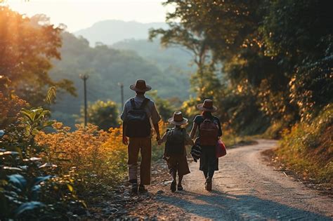 Un Grupo De Personas Caminando Por Un Camino De Tierra Foto Premium