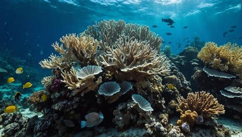 Premium Photo | A coral reef with many colorful fish swimming around it ...