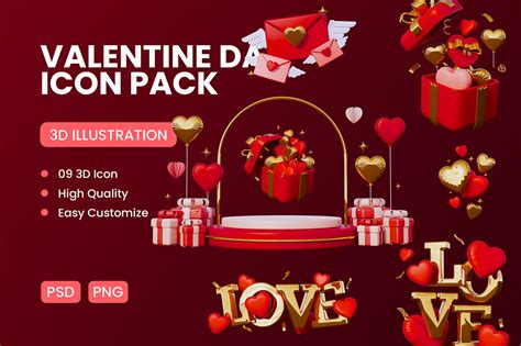 Valentines Day 3d Icon Pack On Behance Behance