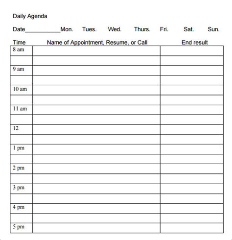 Daily Agenda Printable | Stephenson