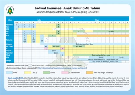 Jadwal Vaksinasi Anak Idai Terbaru Imuni