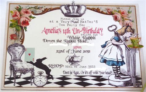 Alice In Wonderland Birthday Invitations Download Hundreds Free Printable Birthday Invitation