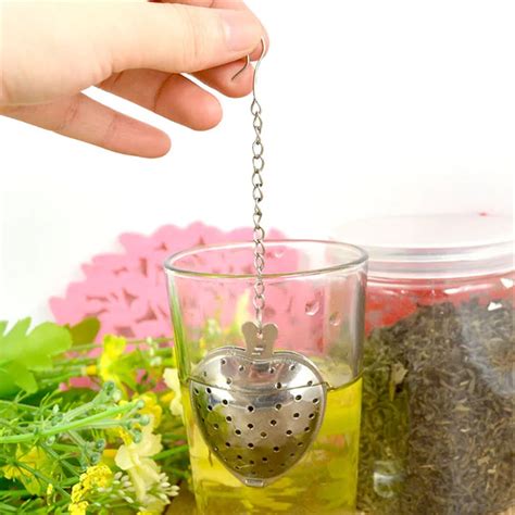 Heart Shaped Stainless Steel Tea Infuser Strainer Filter Chain Novelty