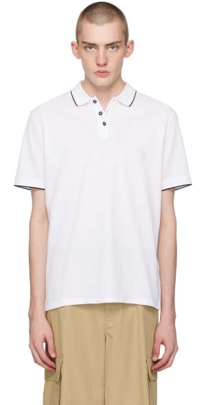 Giorgio Armani White Spread Collar Polo