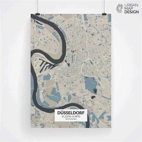 Düsseldorf Stadtplan Poster Hokusai personalisierbar jeder Ort der