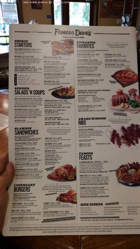 Online Menu Of Famous Daves Restaurant Tracy California 95304 Zmenu