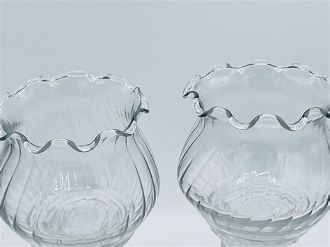 Vintage 2 Glass Stemmed Votive Holder Tulip Swirl Scalloped Etsy