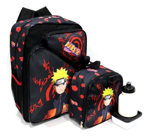 Kit Mochila Escolar Naruto Uzumaki Shippuden Grande Costas Frete grátis