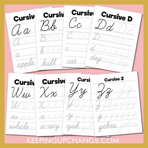 Free Large Alphabet Letters Cursive Worksheet Printable Pdf Templates