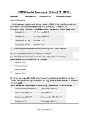 Fa Acca Recording Financial Transactions Studocu