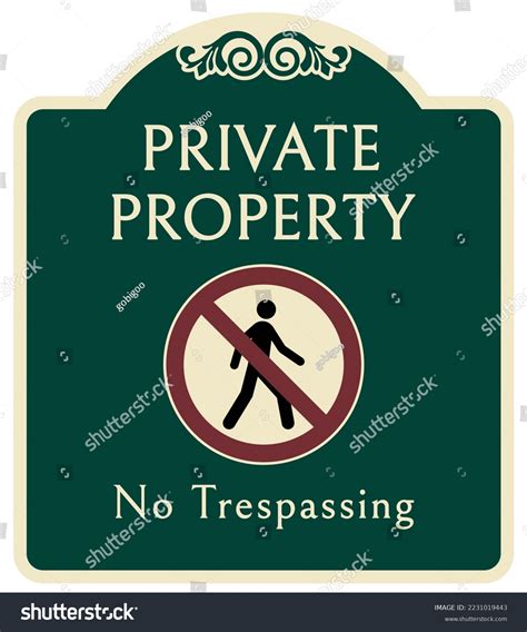 Decorative Private Property Sign No Trespassing Stock Vector Royalty