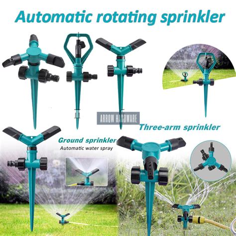 360 Degree Three Arm Automatic Rotating Irrigate Lawns Sprinkler Water Sprayer Circular Watering