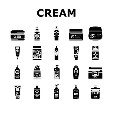 Cream Cosmetic Product Beauty Icons Set Vector 20586267 Vector Art At