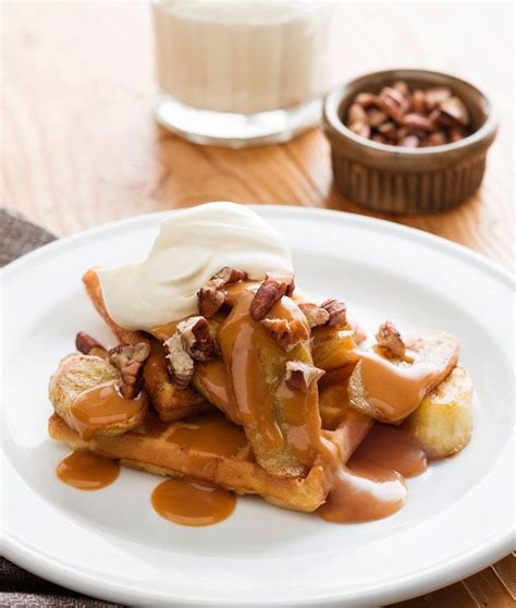 Create These Mouth Watering Banana Waffles With Warm Butterscotch Sauce