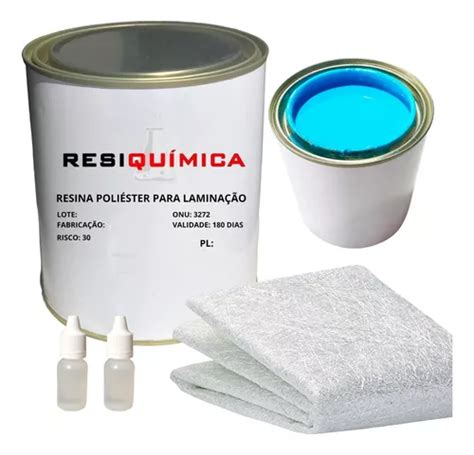 Kit Manta Fibra De Vidro M Kg Resina Kg De Gel Azul