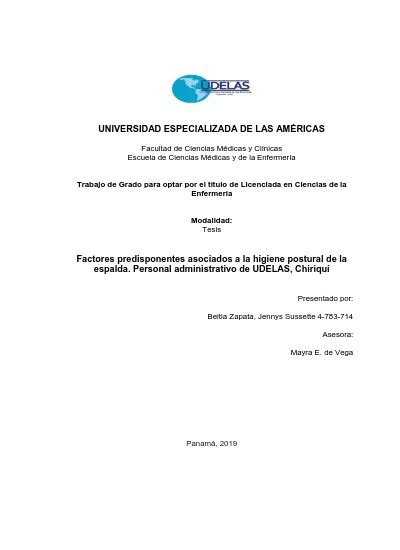 Factores Predisponentes Asociados A La Higiene Postural De La Espalda