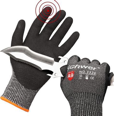 Schwer Cut Resistant Gloves Level Touchscreen Sandy Nitrile Coated