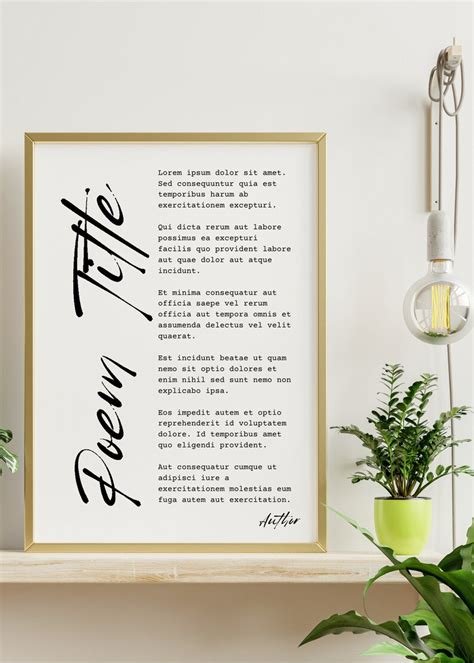 Personalized Poem Poster Custom Poem Art Minimalist Poem Print