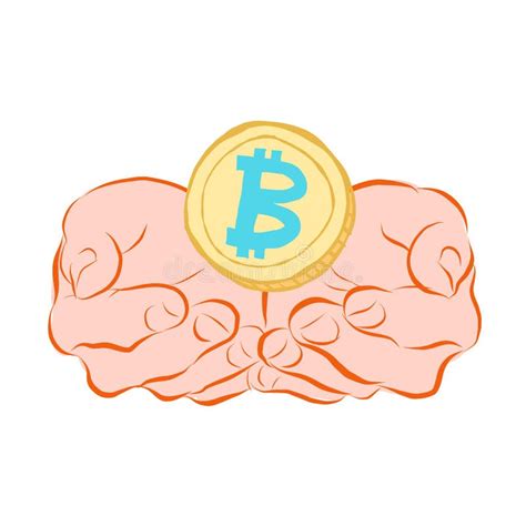 Hand Holding Bitcoin Crypto Investment Doodle Set Vector Hand Drawn