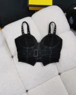 Black Denim Bustier Belted Crop Top Yuqi G I Dle Fashion Chingu