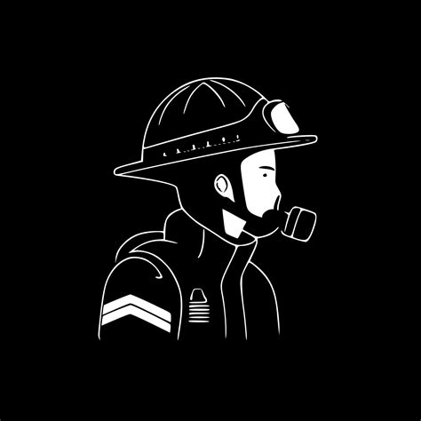 Firefighter, Black and White Vector illustration 23545185 Vector Art at ...