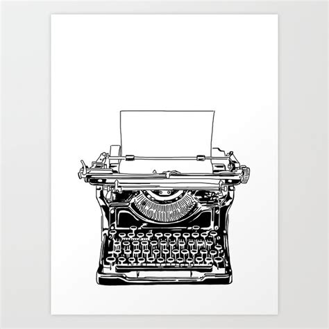 Black and White Typewriter Art Print by Rebecca Joy - Joy Art and ...