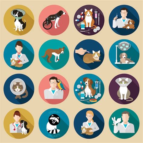 Veterinary Icon Set Premium Vector