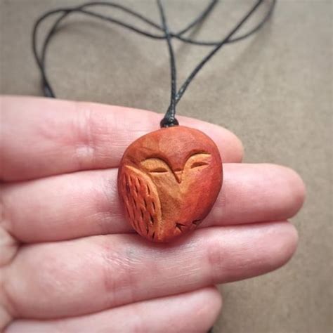 Hand Carved Avocado Stone Necklace Owls Are Not What They Seem Owl