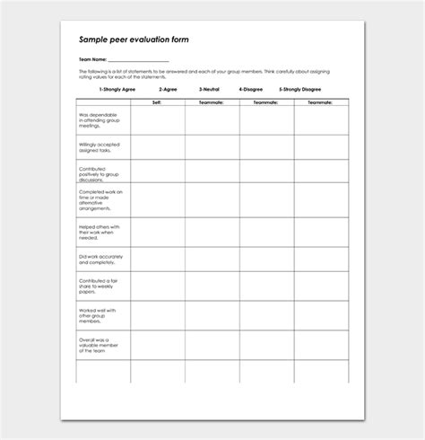 14 Free Peer Evaluation Forms And Templates Word Pdf Docformats