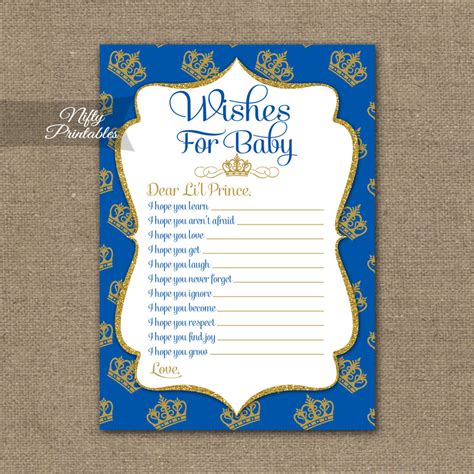 Wishes For Baby Shower Game - Royal Baby Shower - Nifty Printables