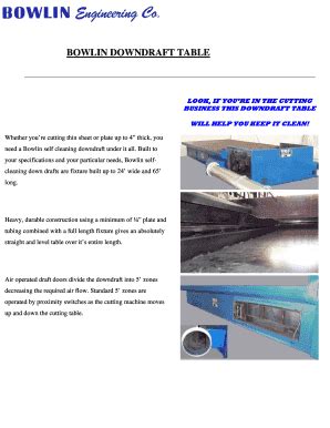 Fillable Online BOWLIN DOWNDRAFT TABLE Bowlin Engineering Fax Email