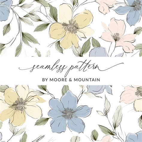 Pastel Flower Seamless Pattern Pastel Floral Pattern Sketched Floral